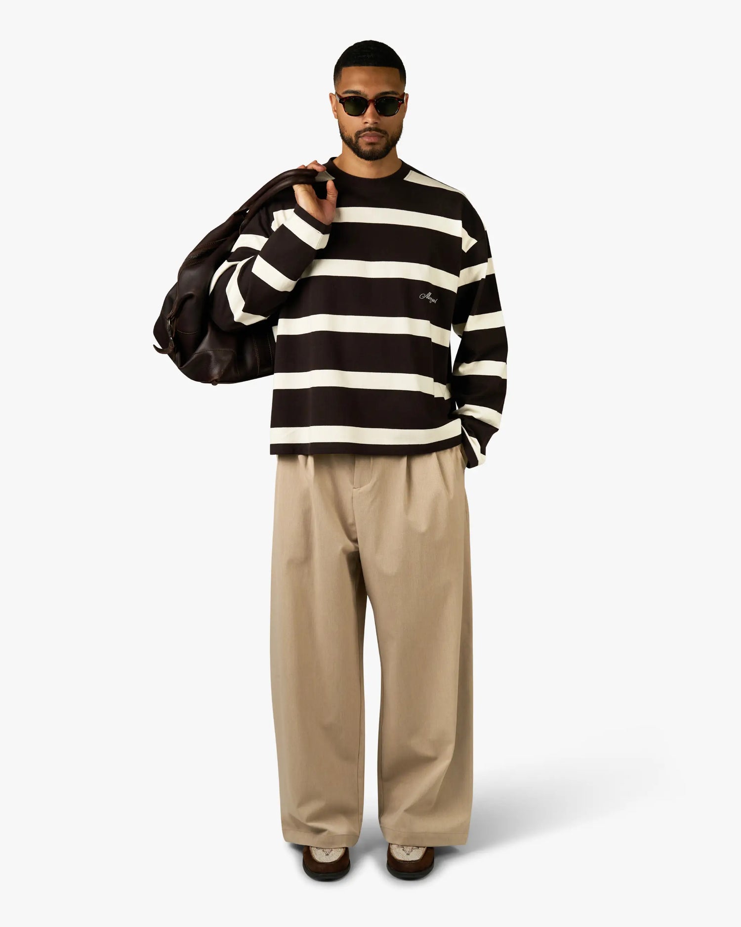 Striped Boxy Longsleeve | Ecru/Dark Brown