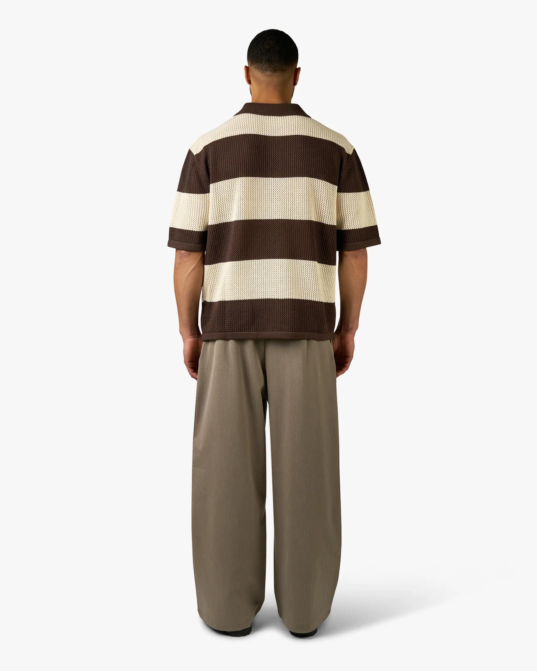 Cabris Knitted Polo | Brown/Ecru