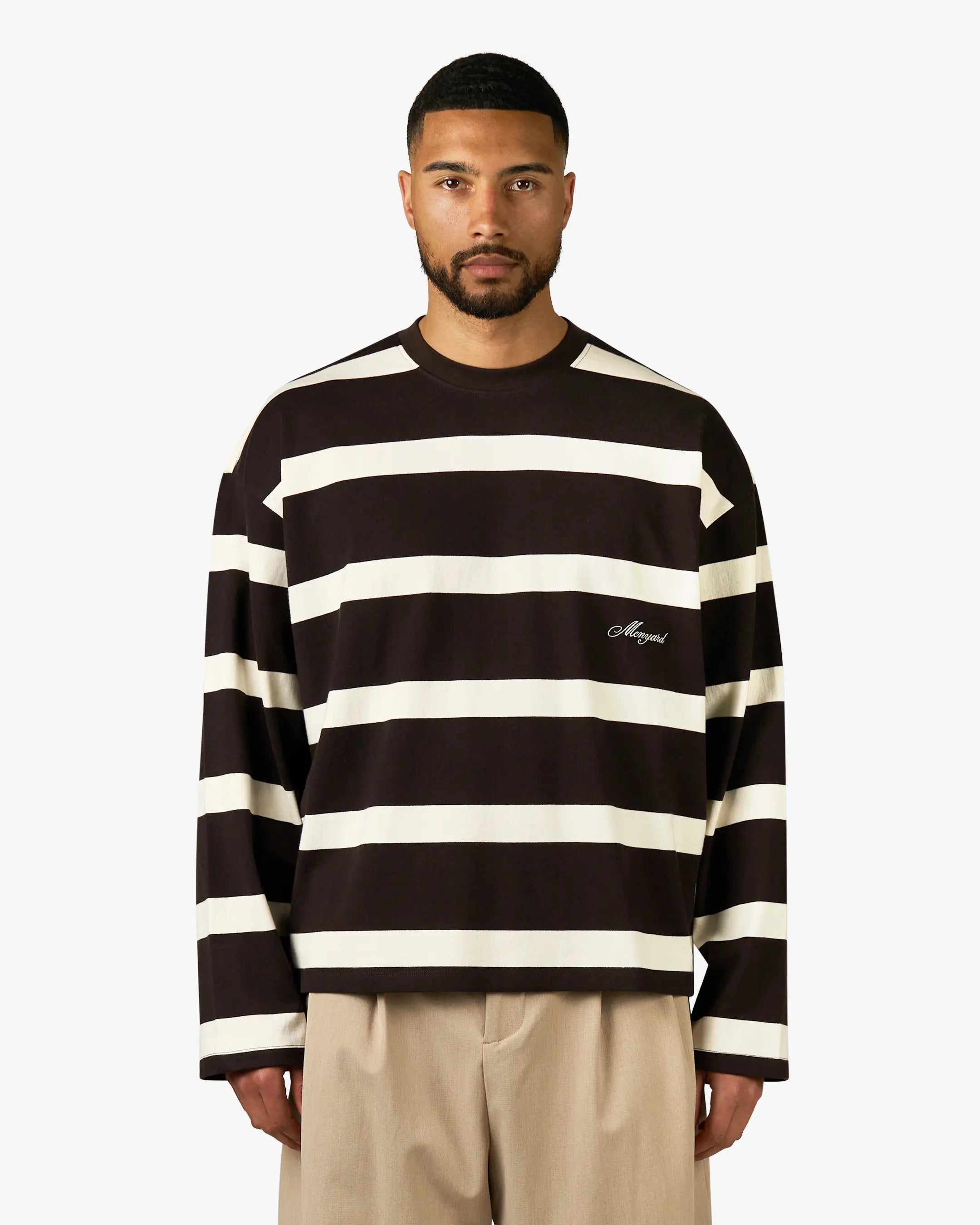 Striped Boxy Longsleeve | Ecru/Dark Brown