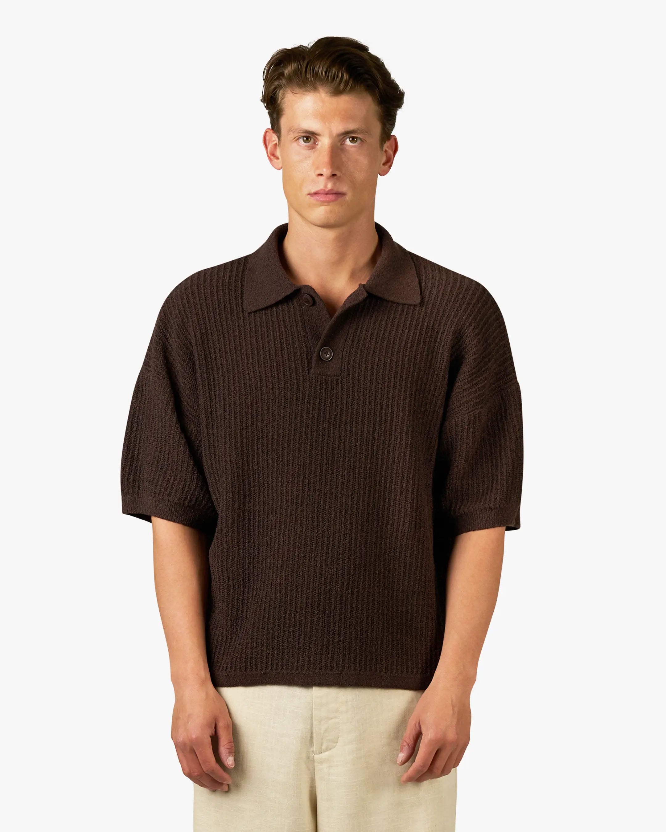 Biot Knitted Polo | Brown