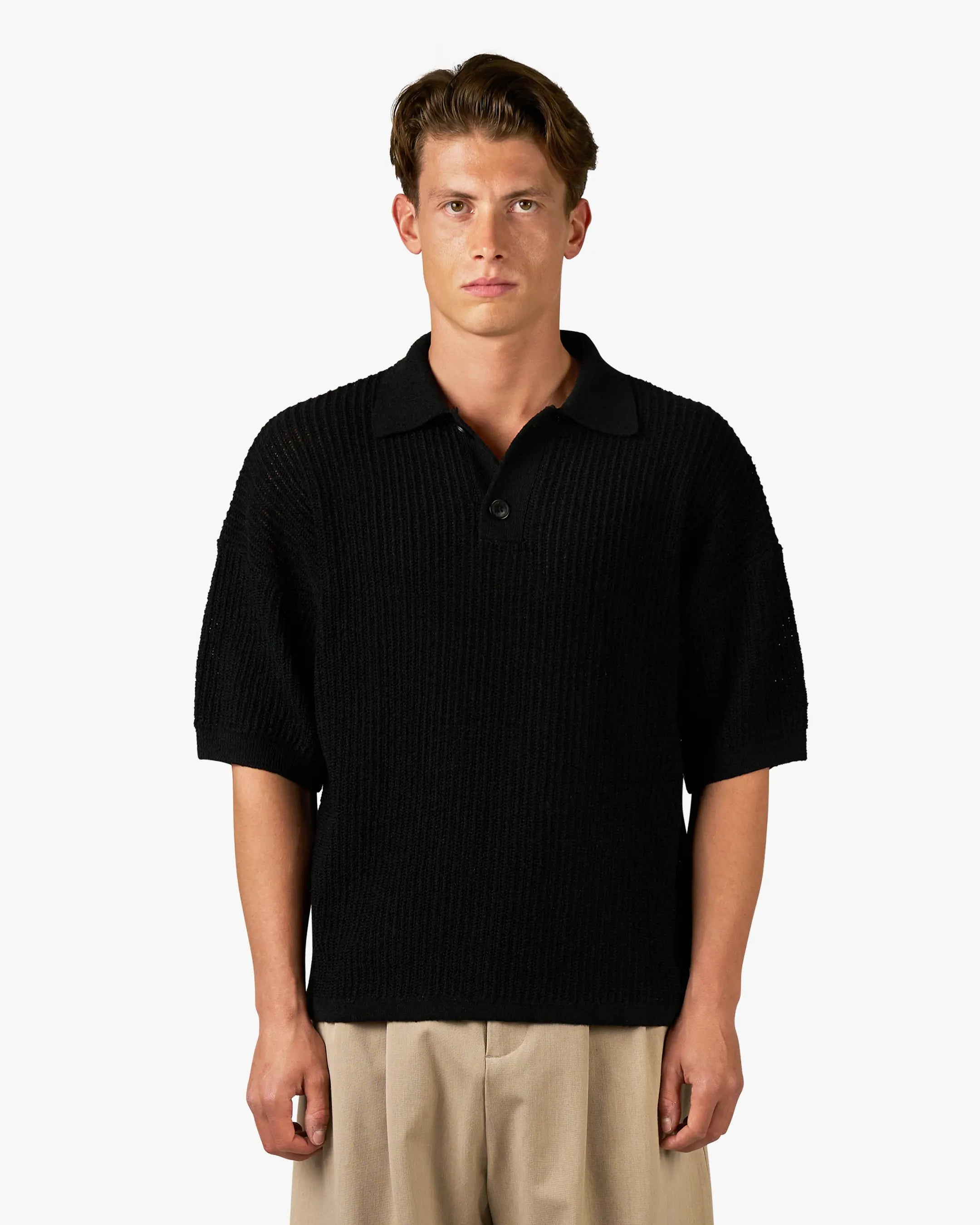Biot Knitted Polo | Black