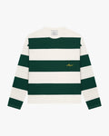 flatylay green ecru striped boxy longsleeve