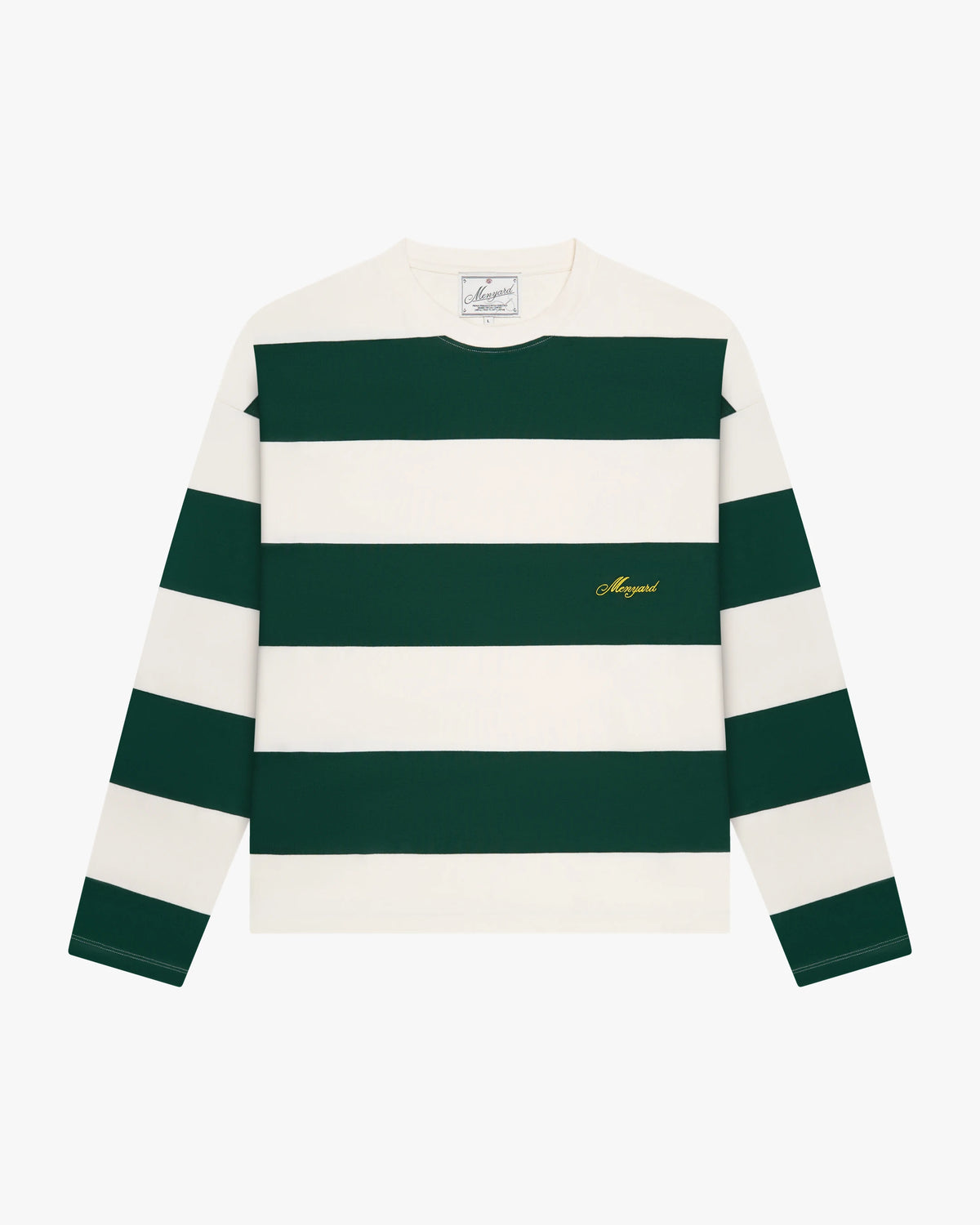 flatylay green ecru striped boxy longsleeve