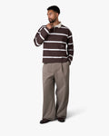 Broker Longsleeve Polo | Brown/Ecru