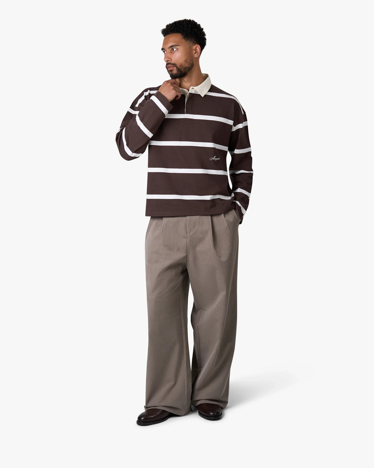 Broker Longsleeve Polo | Brown/Ecru