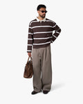 Broker Longsleeve Polo | Brown/Ecru