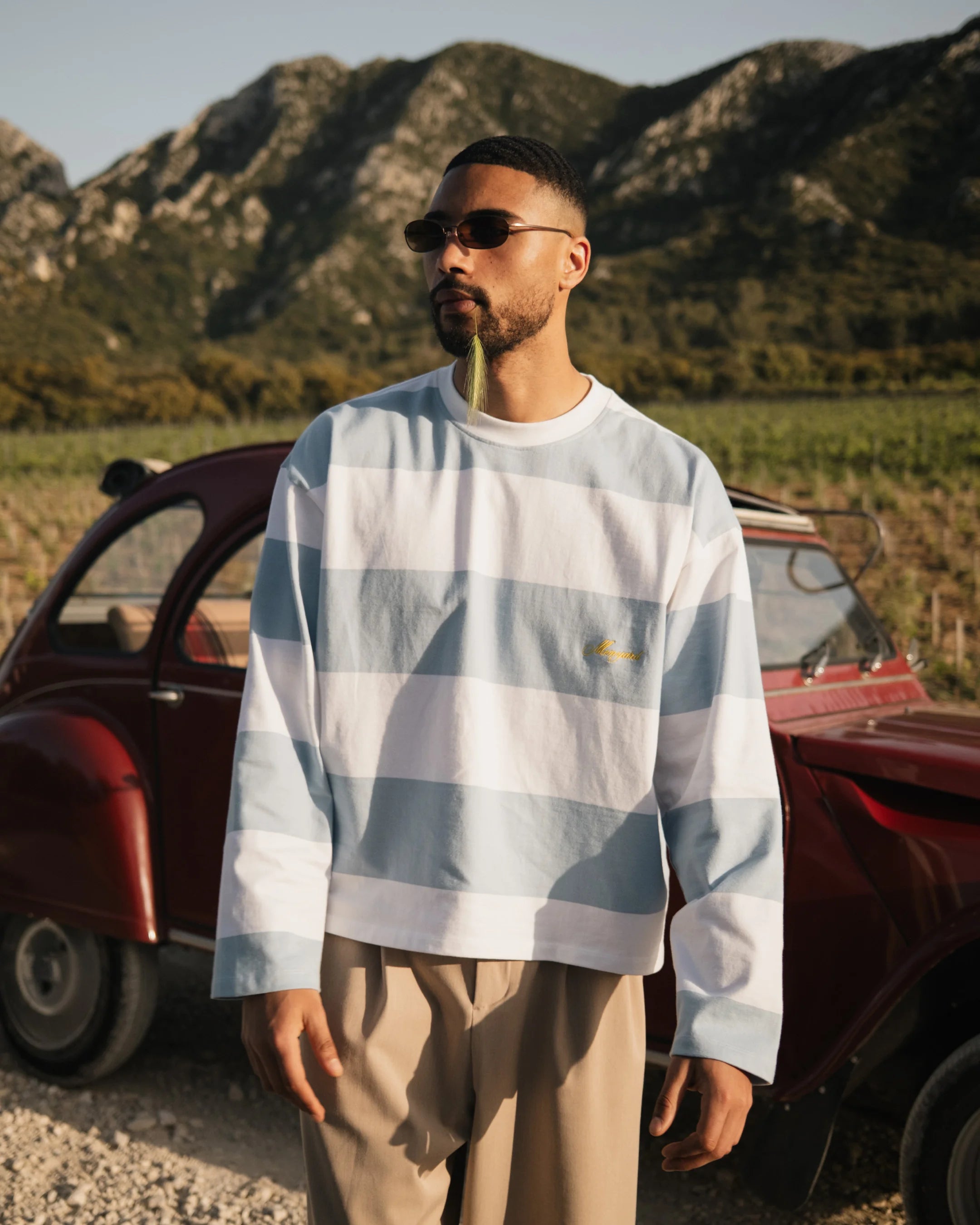 Striped Boxy Longsleeve | White/Light Blue