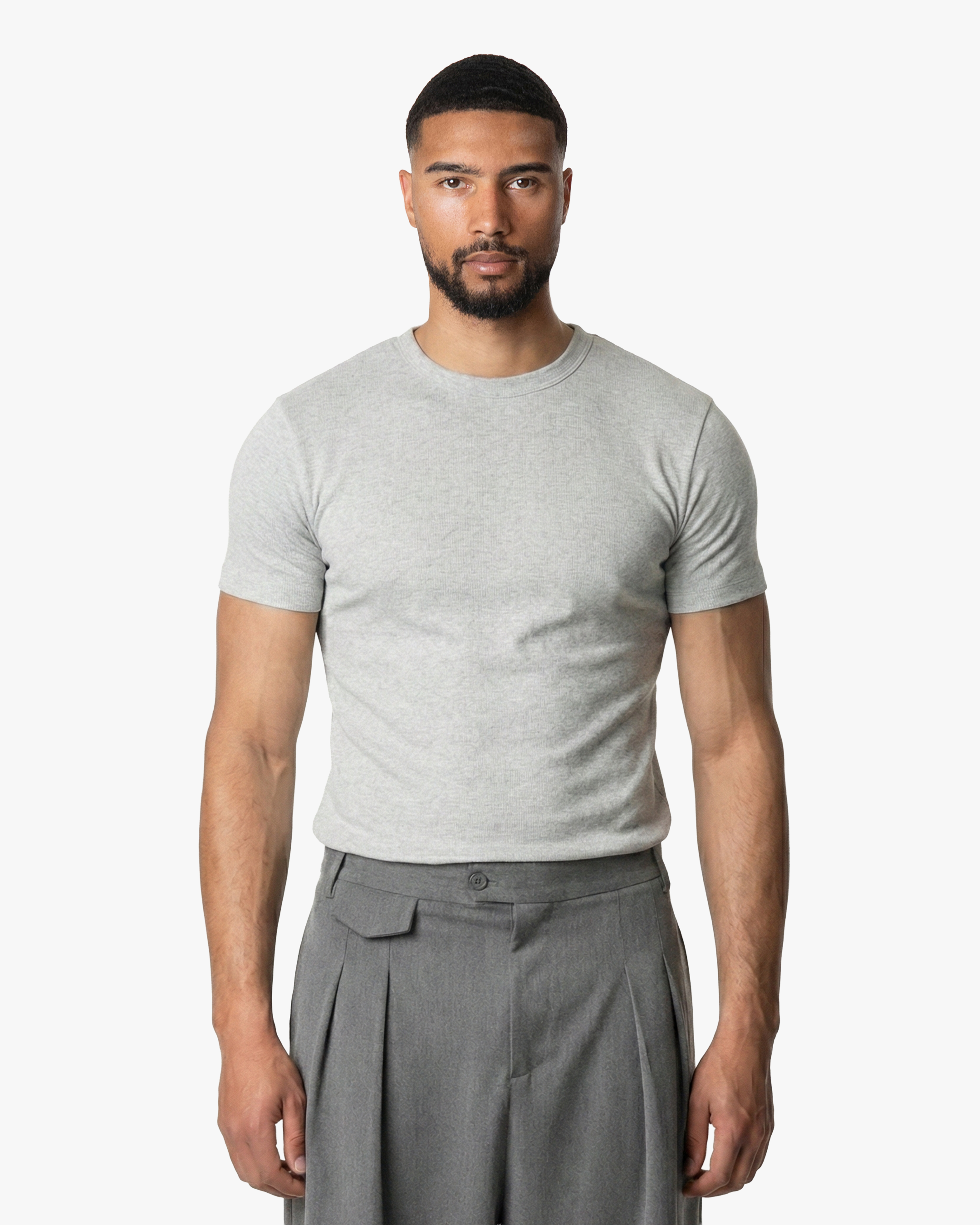 Ribbed T-shirt | Grey Melee