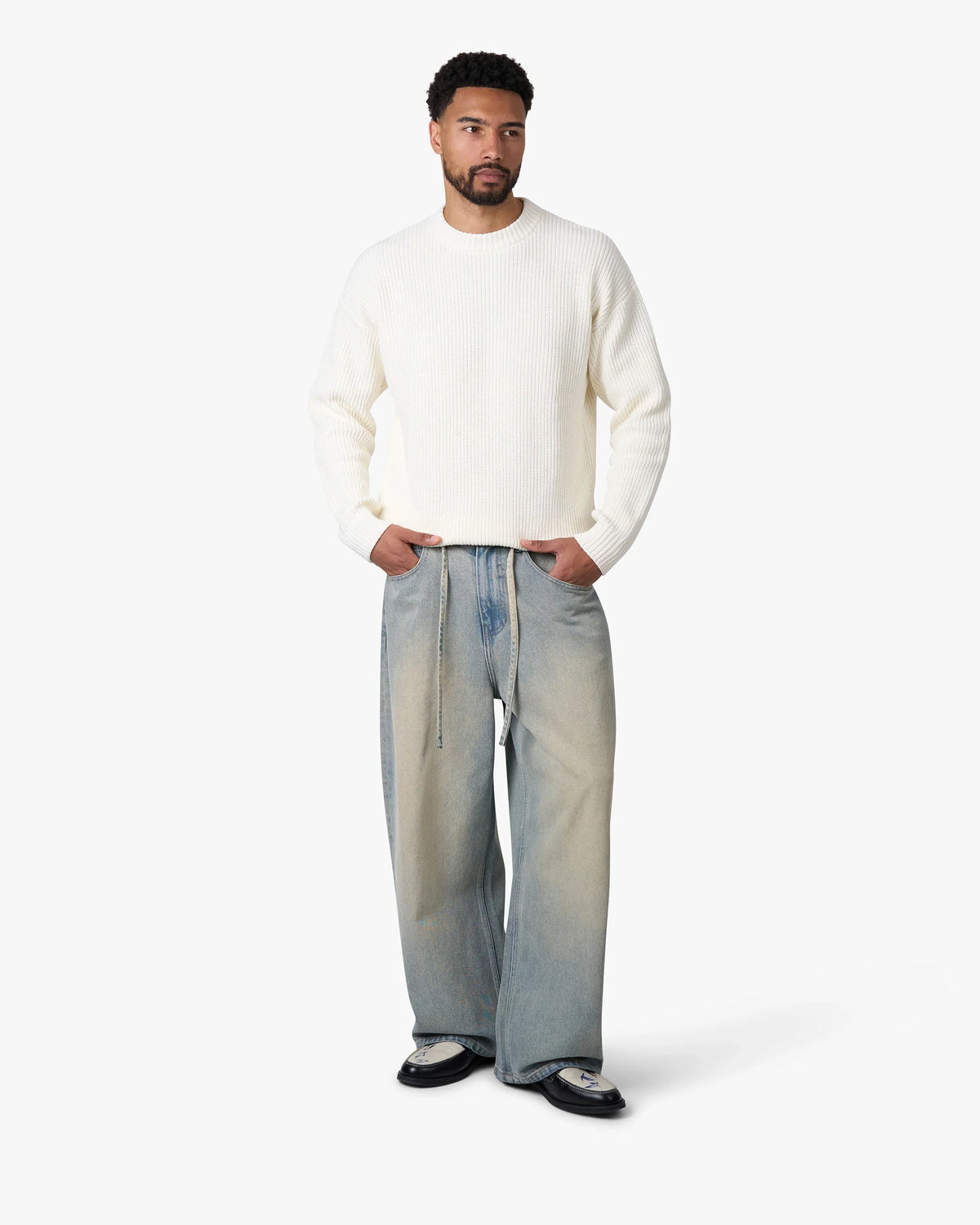 Naval Knitted Cotton Sweater | Ecru