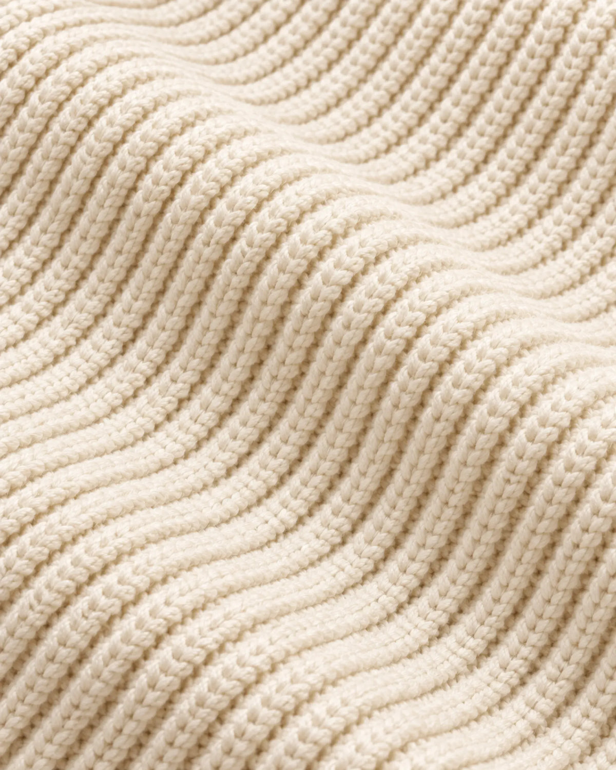 Naval Knitted Cotton Sweater Ecru rib knit detail close-up