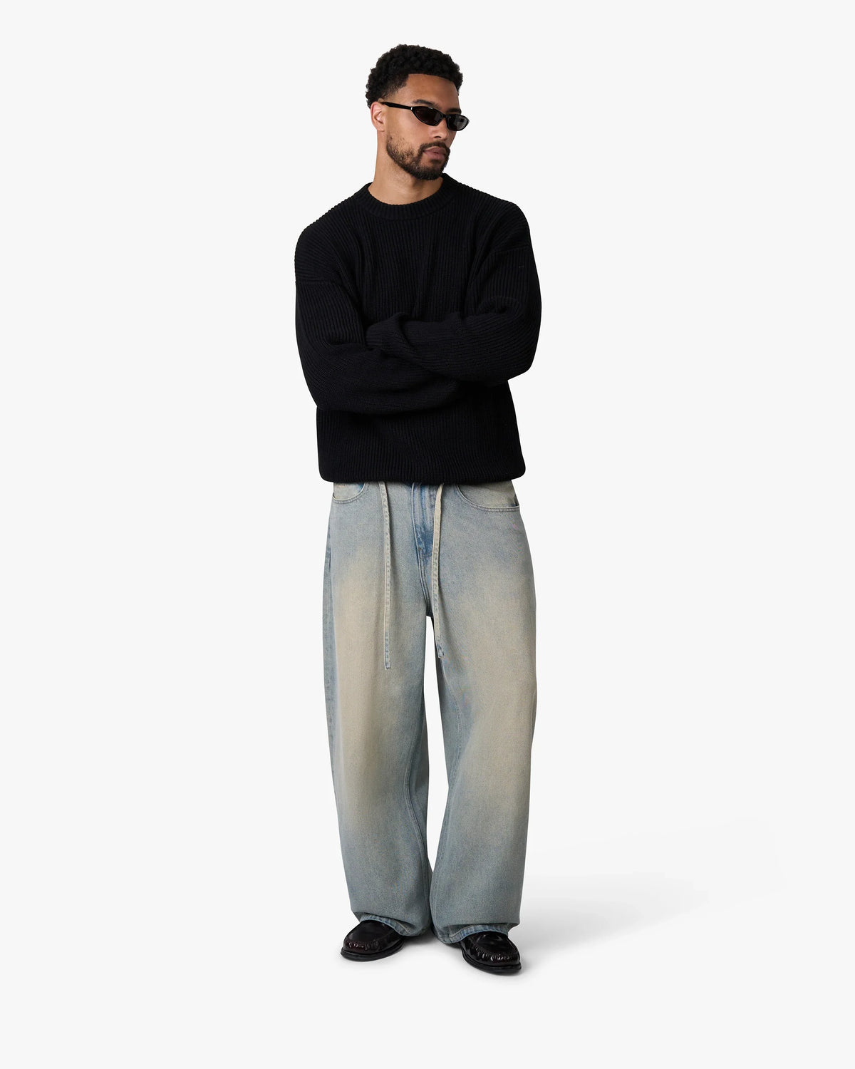 Naval Knitted Cotton Sweater | Black