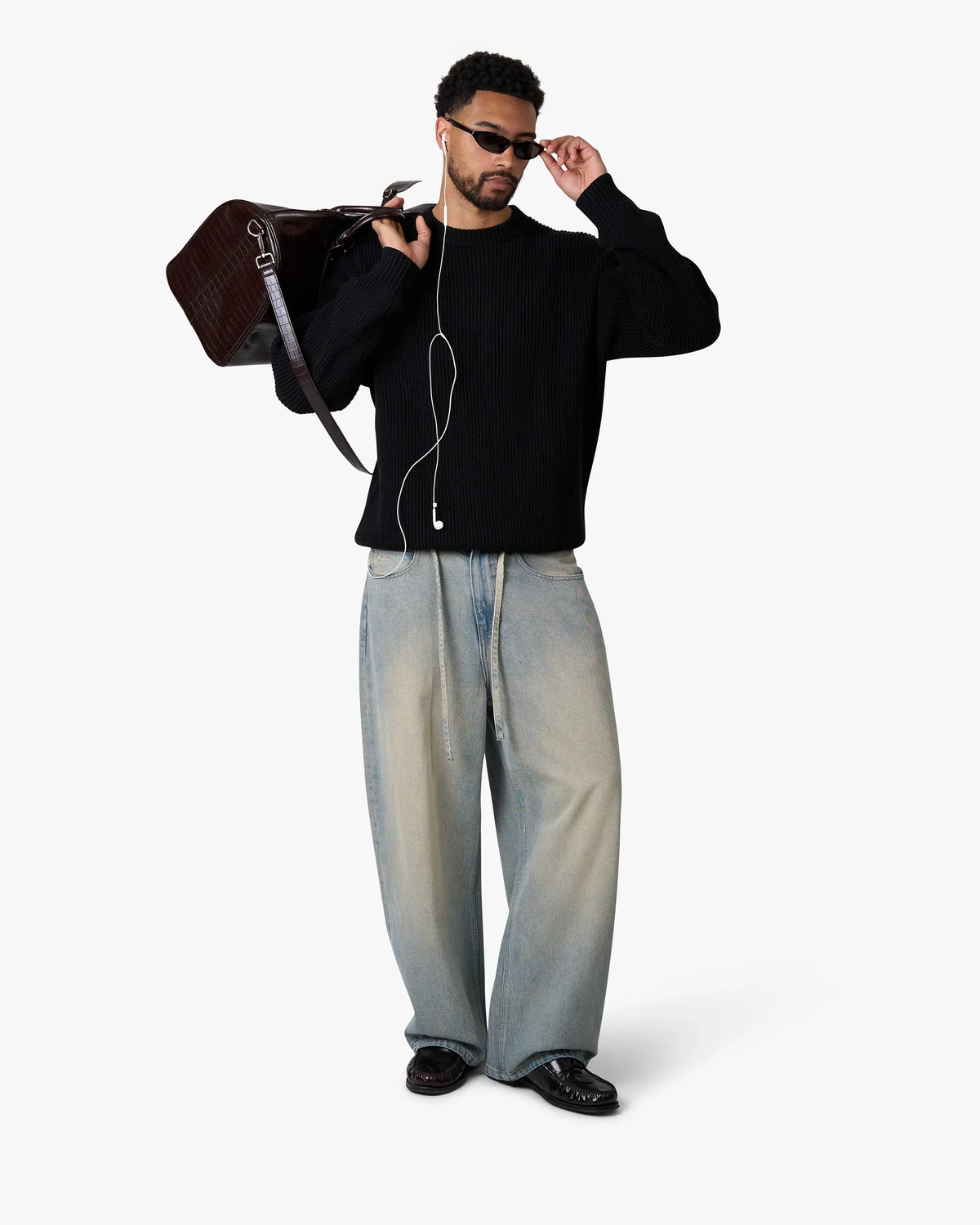 Naval Knitted Cotton Sweater | Black