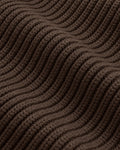 Naval Knitted Cotton Sweater Dark Brown rib knit detail close-up