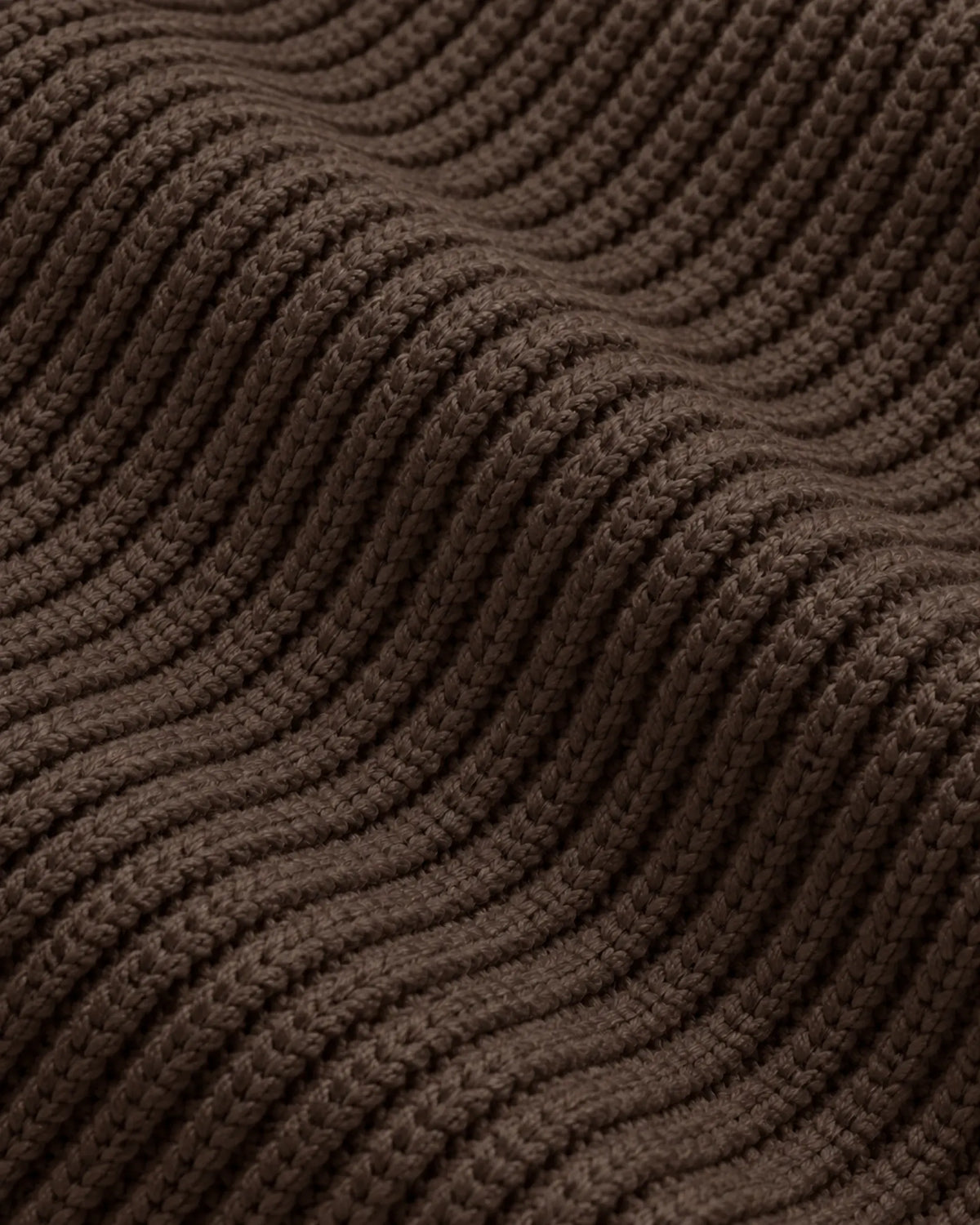 Naval Knitted Cotton Sweater Dark Brown rib knit detail close-up