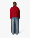 Naval Knitted Cotton Sweater | Red