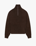 Sontuso Knitted Half-Zip Sweater | Dark Brown flatlay