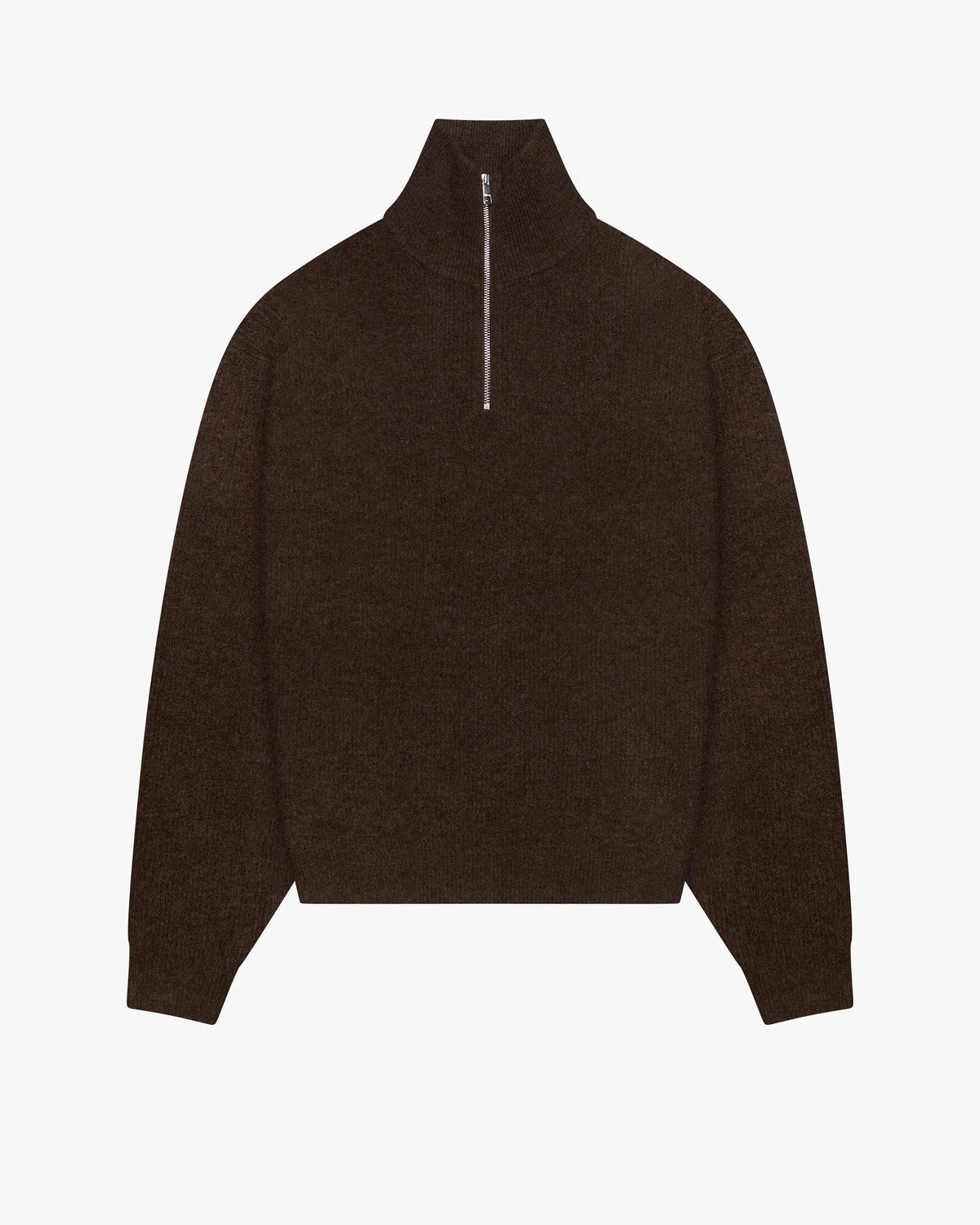 Sontuso Knitted Half-Zip Sweater | Dark Brown flatlay