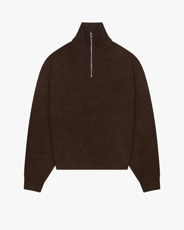 Sontuso Knitted Half-Zip Sweater | Dark Brown