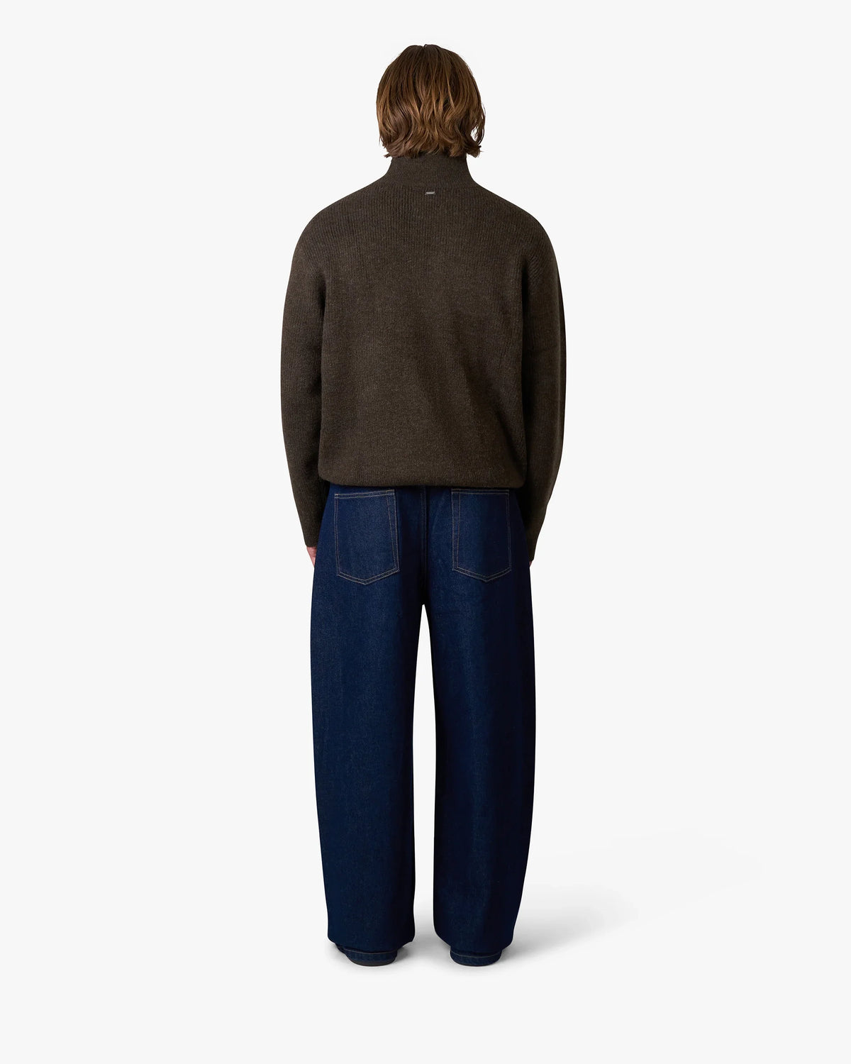 Sontuso Knitted Half-Zip Sweater | Dark Brown