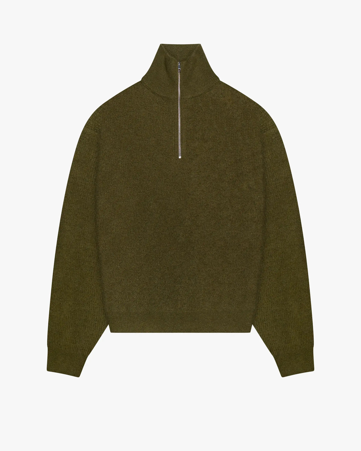 Sontuso Knitted Half-Zip Sweater | Green flatlay