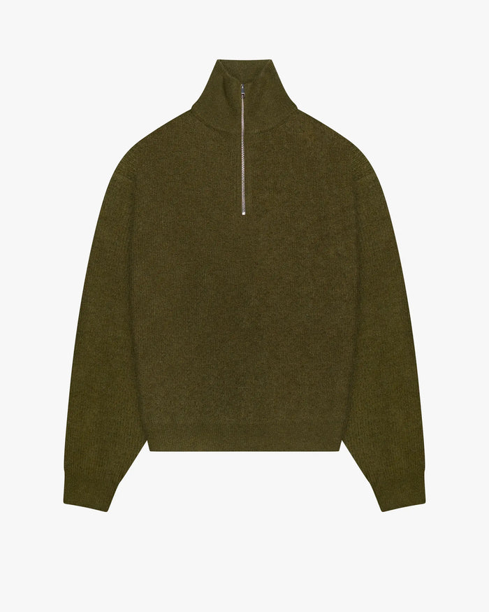 Sontuso Knitted Half-Zip Sweater | Green