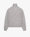 Sontuso Knitted Half-Zip Sweater | Light Grey Melee flatlay
