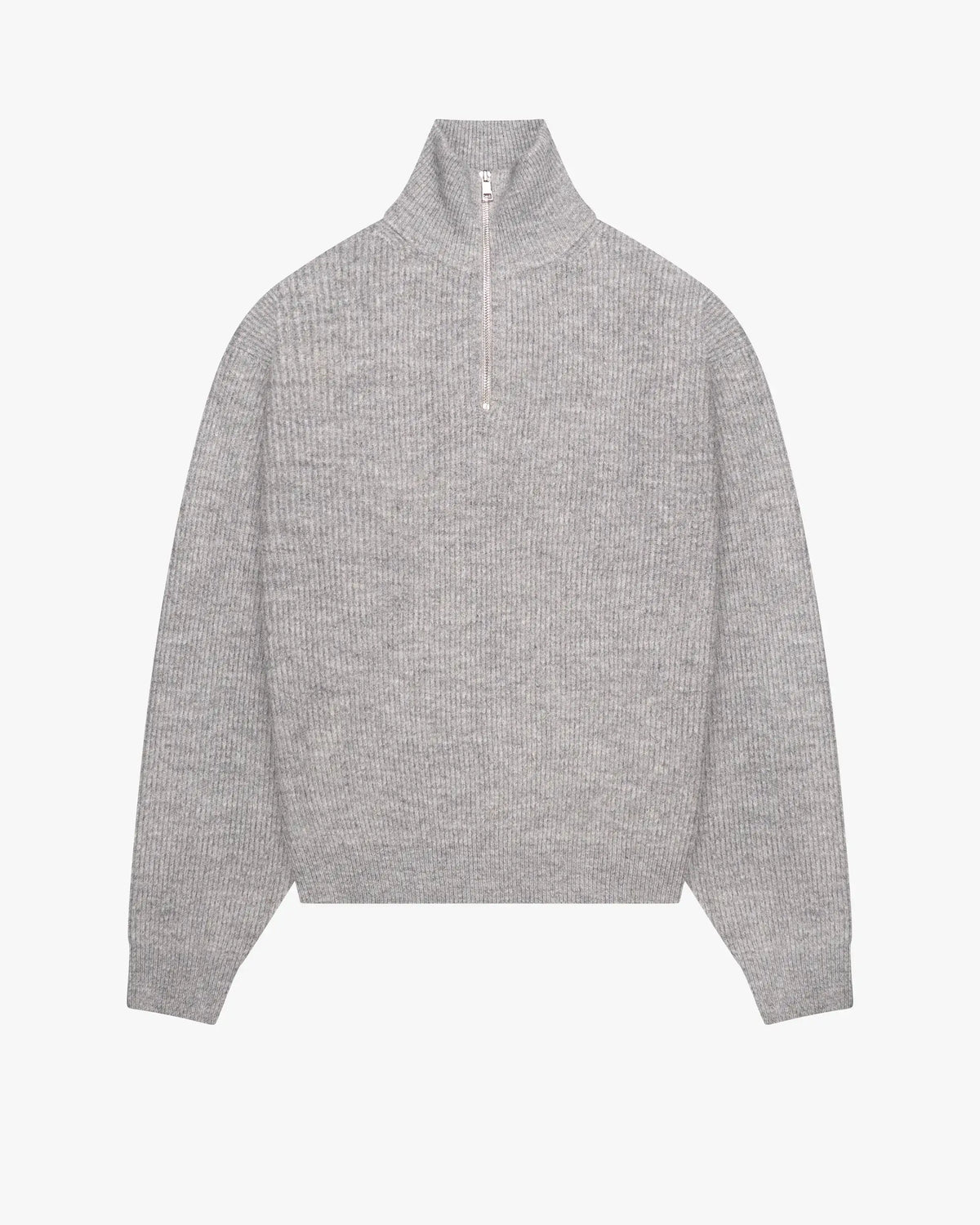 Sontuso Knitted Half-Zip Sweater | Light Grey Melee flatlay