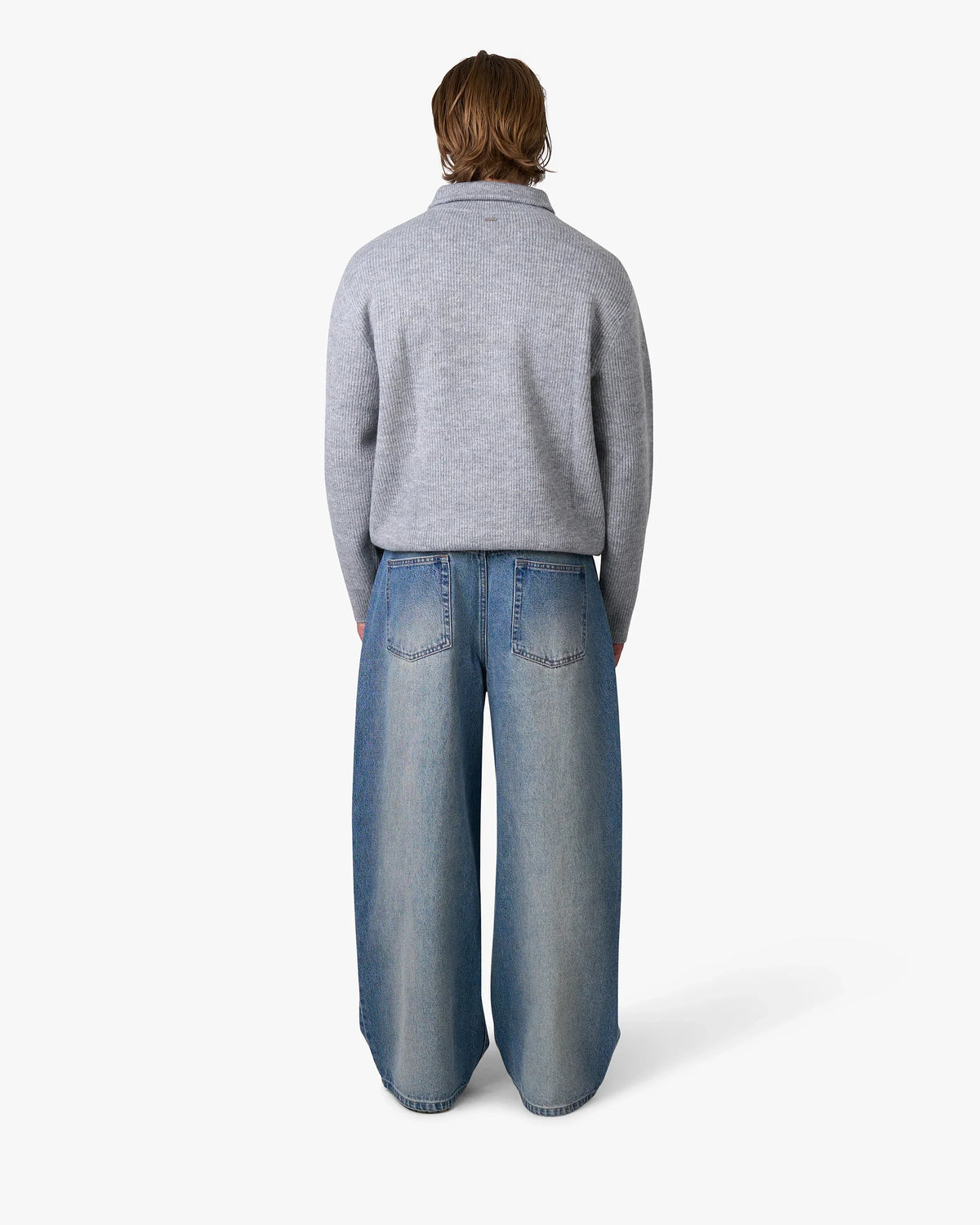 Sontuso Knitted Half-Zip Sweater | Light Grey Melee