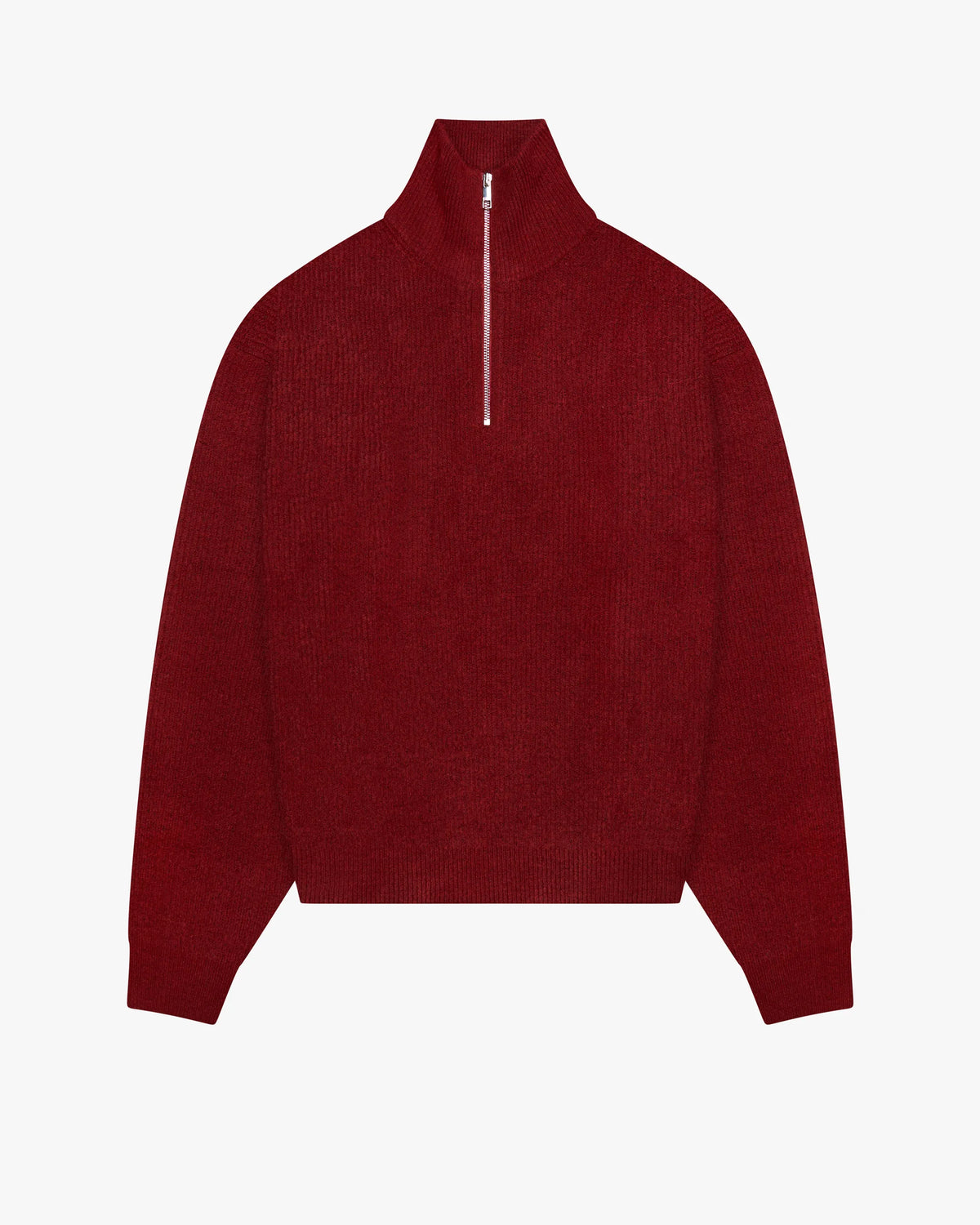 Sontuso Knitted Half-Zip Sweater | Burgundy flatlay